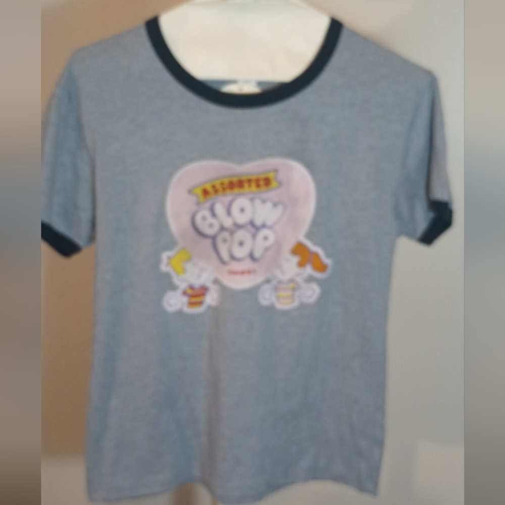 Blue Short Sleeve Tee with Cartoon Graphic